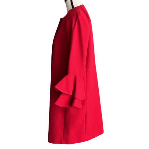 ZARA GORGEOUS RED COAT WITH BEAUTIFUL RUFFLED SLEEVES, Z. L, NWT - Picture 6 of 13